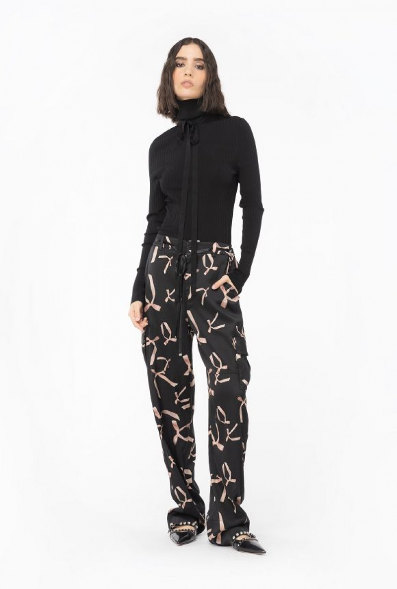 Pinko Reimagine Silk-blend Turtleneck Svetrové By Patrick Mcdowell Černé | SN-PKO33405