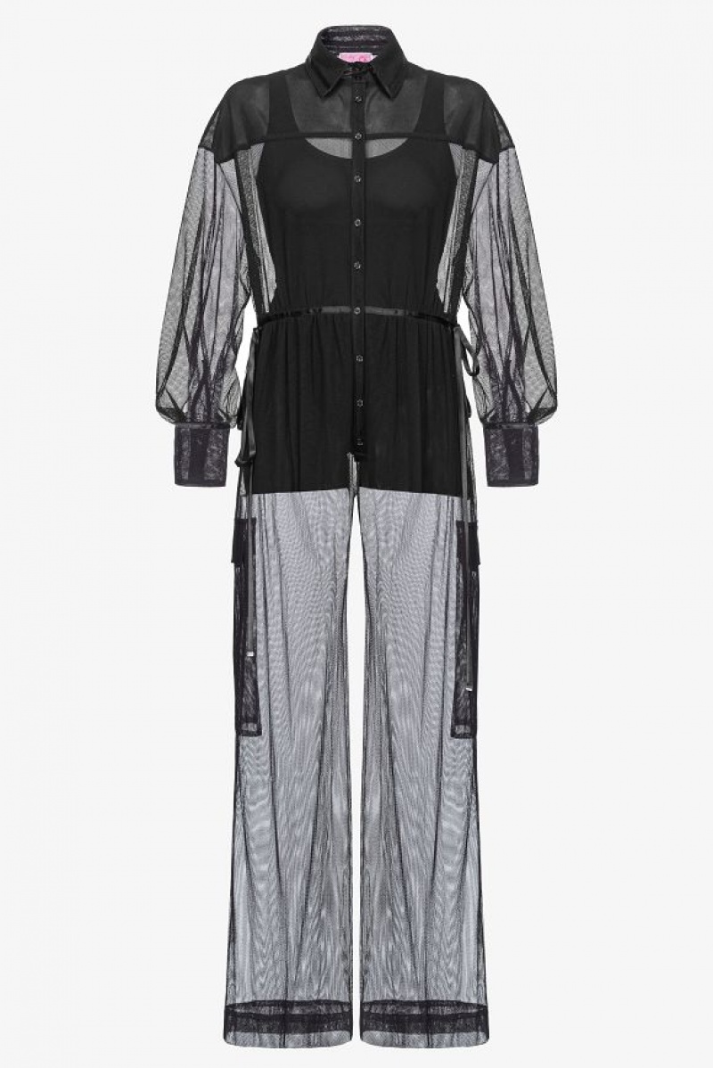 Pinko Reimagine Tulle Cargo Jumpsuit By Patrick Mcdowell Černé | SN-PKO32974