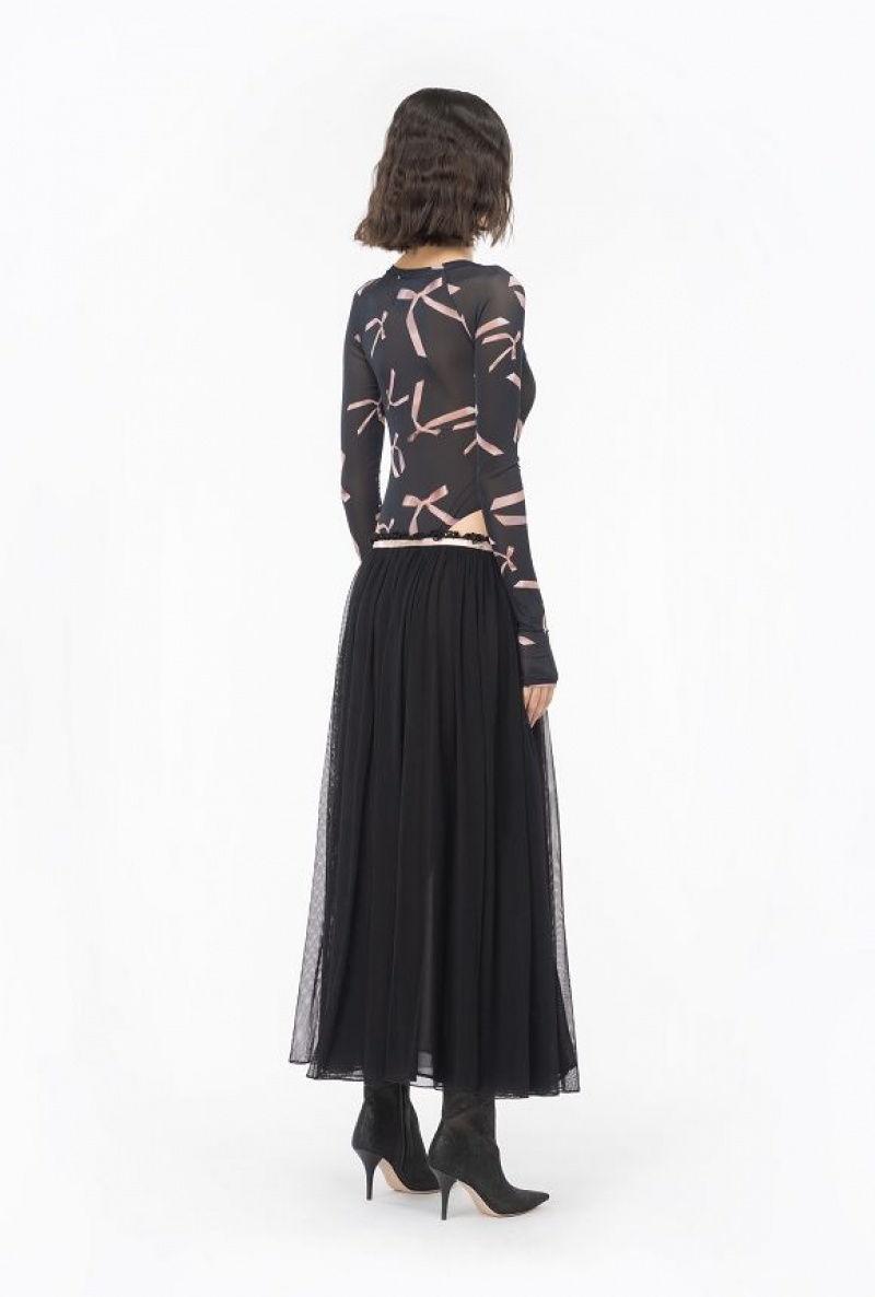 Pinko Reimagine Tulle Long Skirt By Patrick Mcdowell Černé Růžové | SN-PKO34045