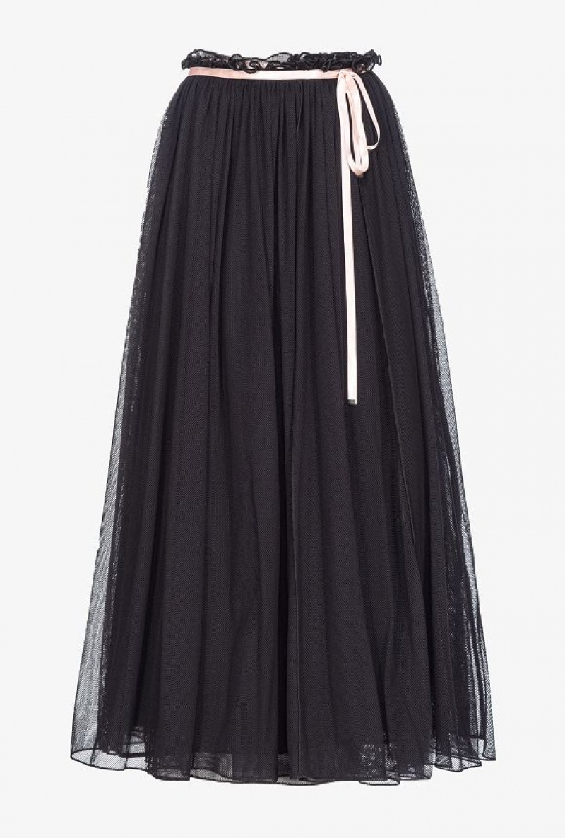 Pinko Reimagine Tulle Long Skirt By Patrick Mcdowell Černé Růžové | SN-PKO34045