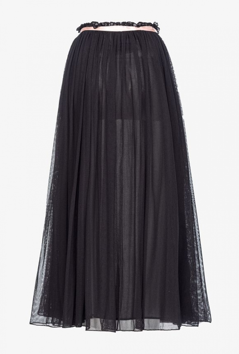 Pinko Reimagine Tulle Long Skirt By Patrick Mcdowell Černé Růžové | SN-PKO34045