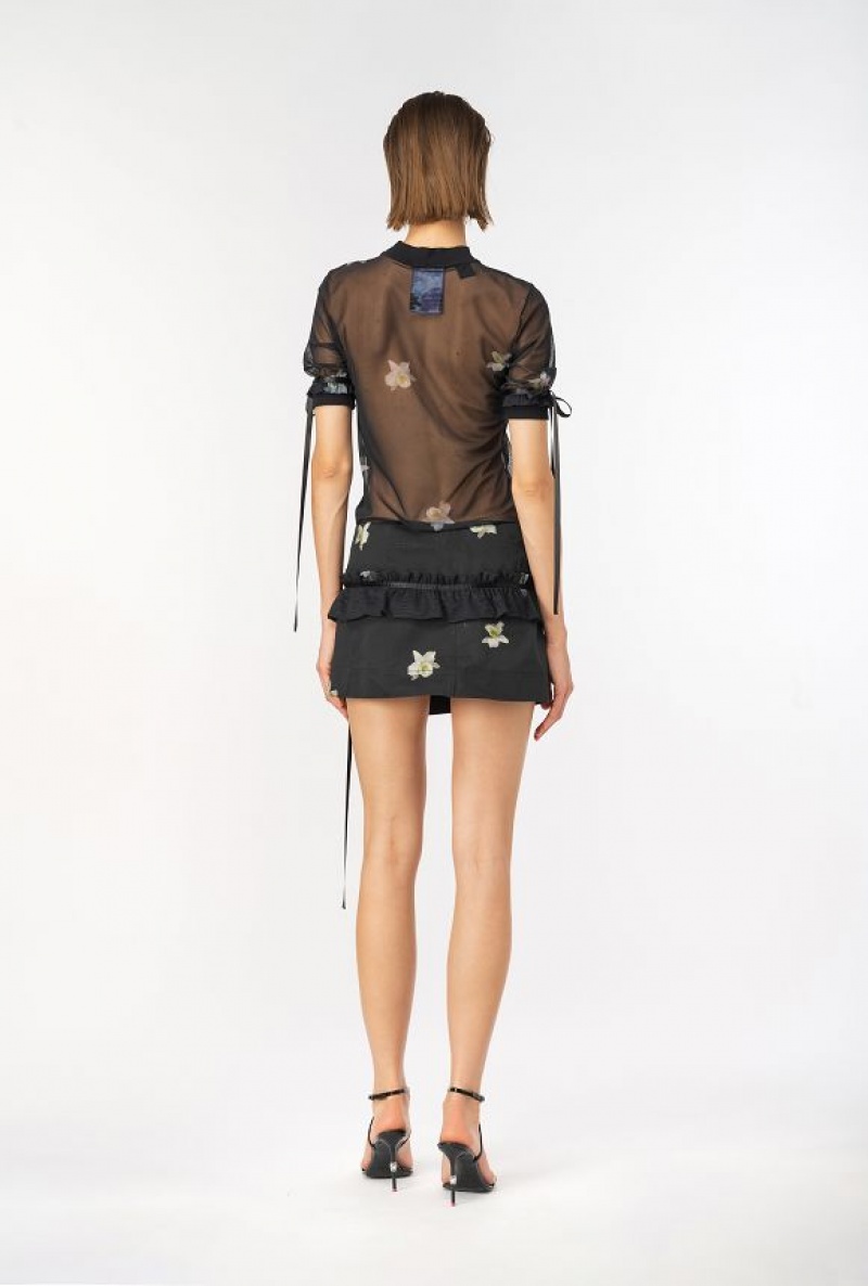 Pinko Reimagine Tulle Top By Patrick Mcdowell Černé Bílé | SN-PKO33332