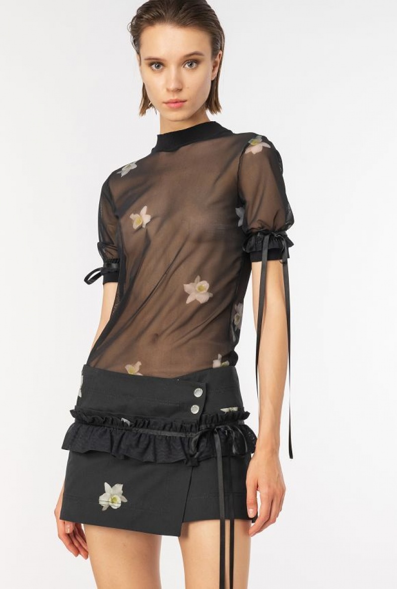 Pinko Reimagine Tulle Top By Patrick Mcdowell Černé Bílé | SN-PKO33332