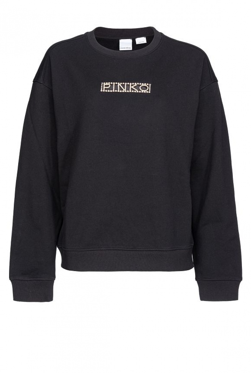 Pinko Rhinestone Logo Sweatshirt Černé | SN-PKO33428