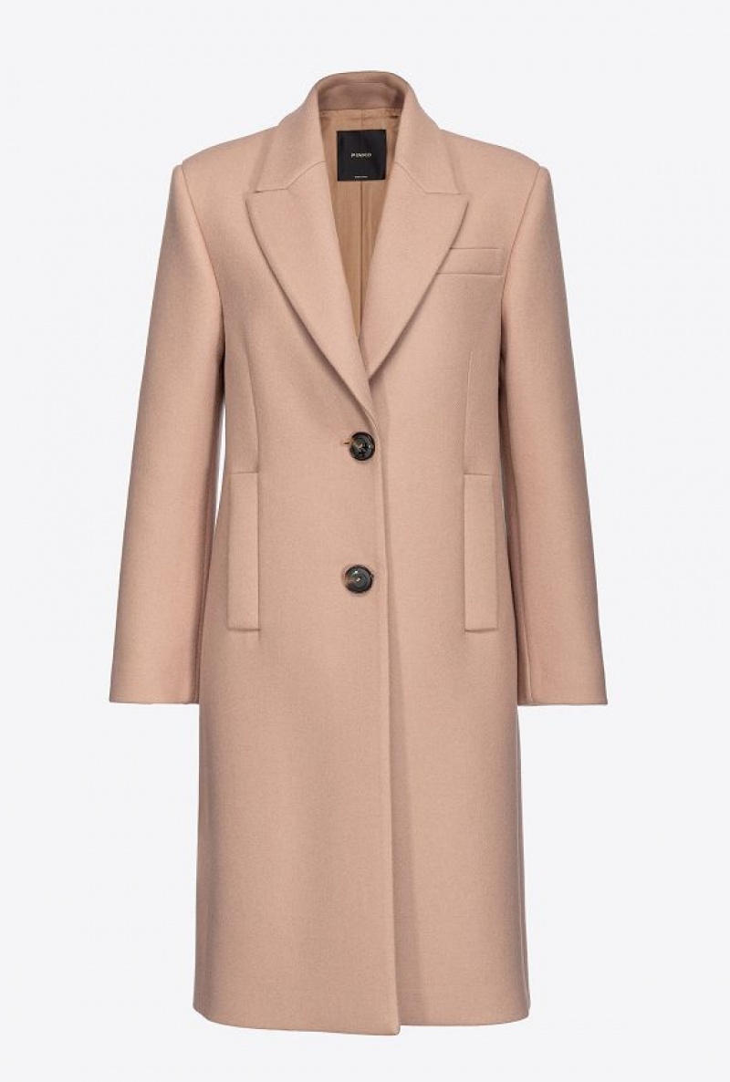 Pinko Rovný-cut Cloth Coat Béžový Hnědé | SN-PKO33629