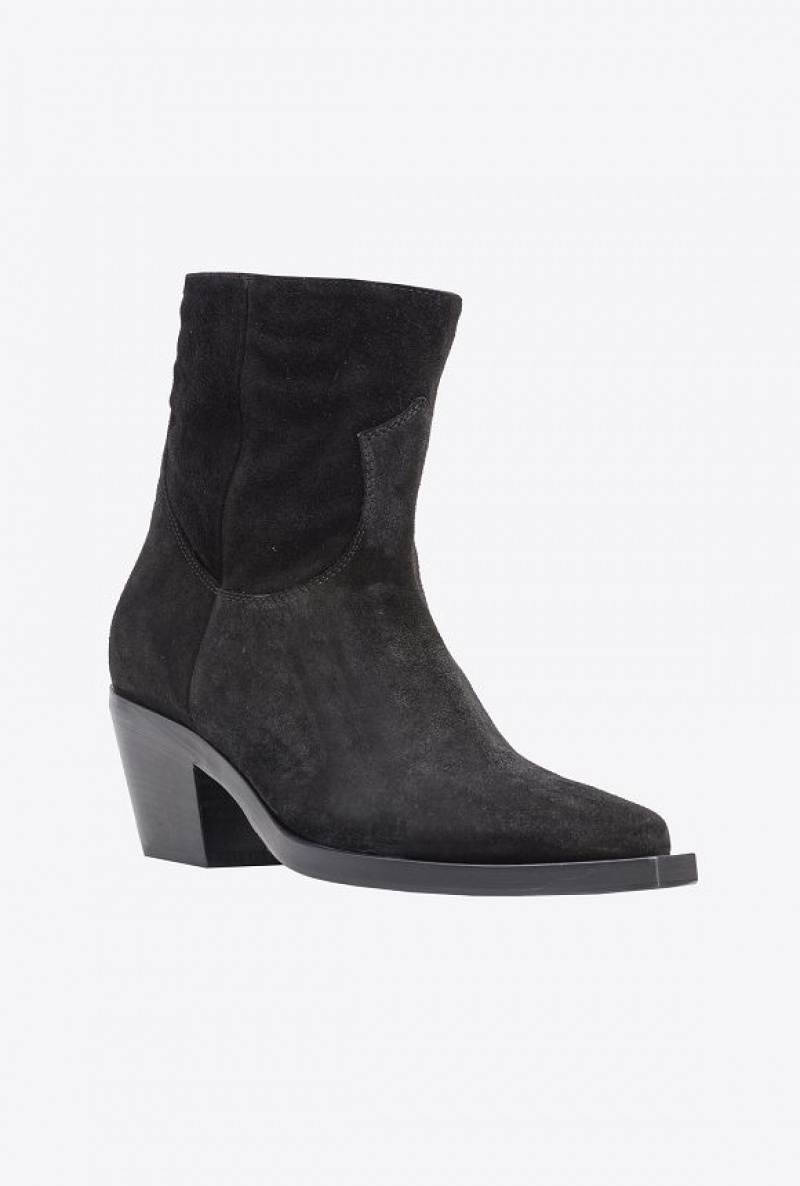 Pinko Semišové Cowboy Ankle Boots Černé | SN-PKO34146