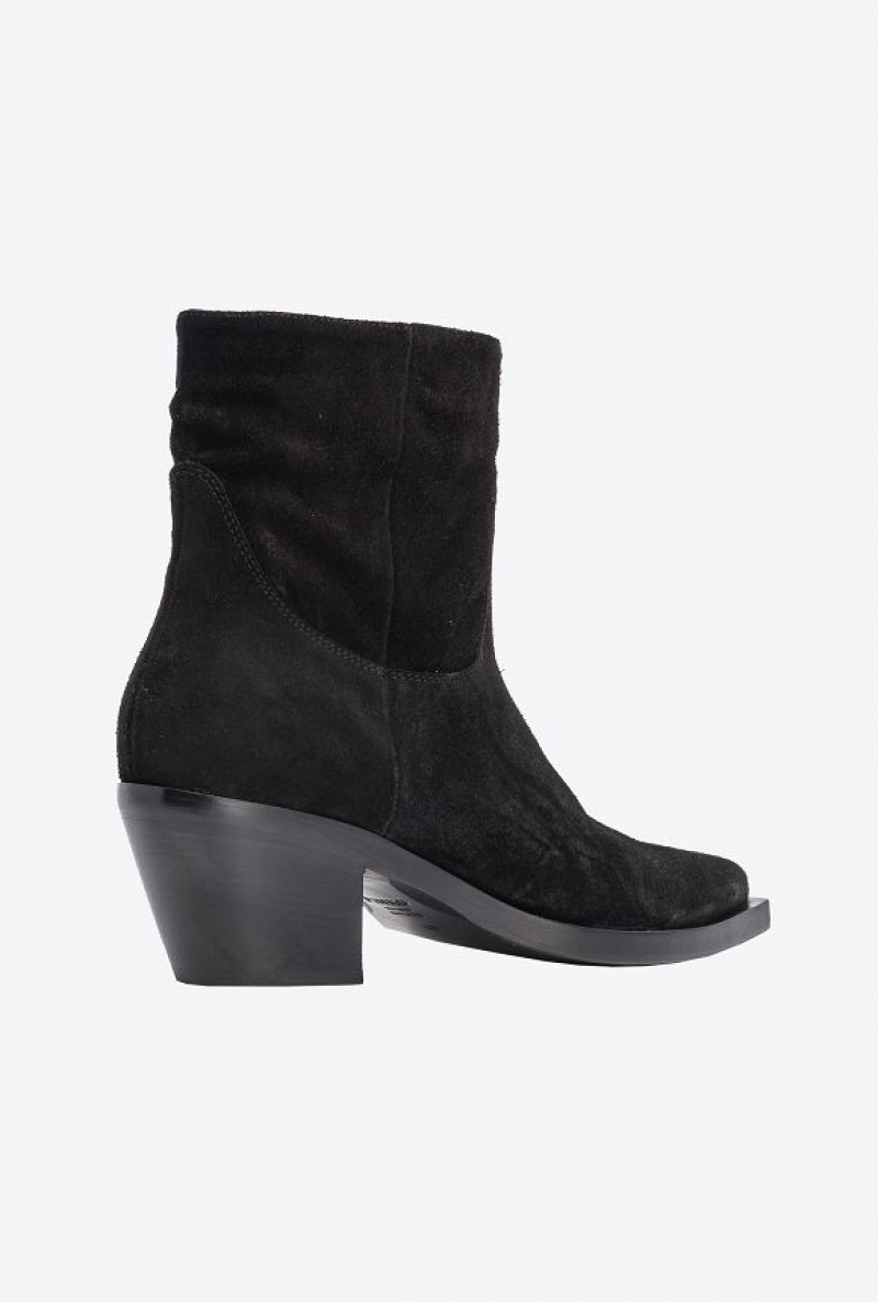 Pinko Semišové Cowboy Ankle Boots Černé | SN-PKO34146