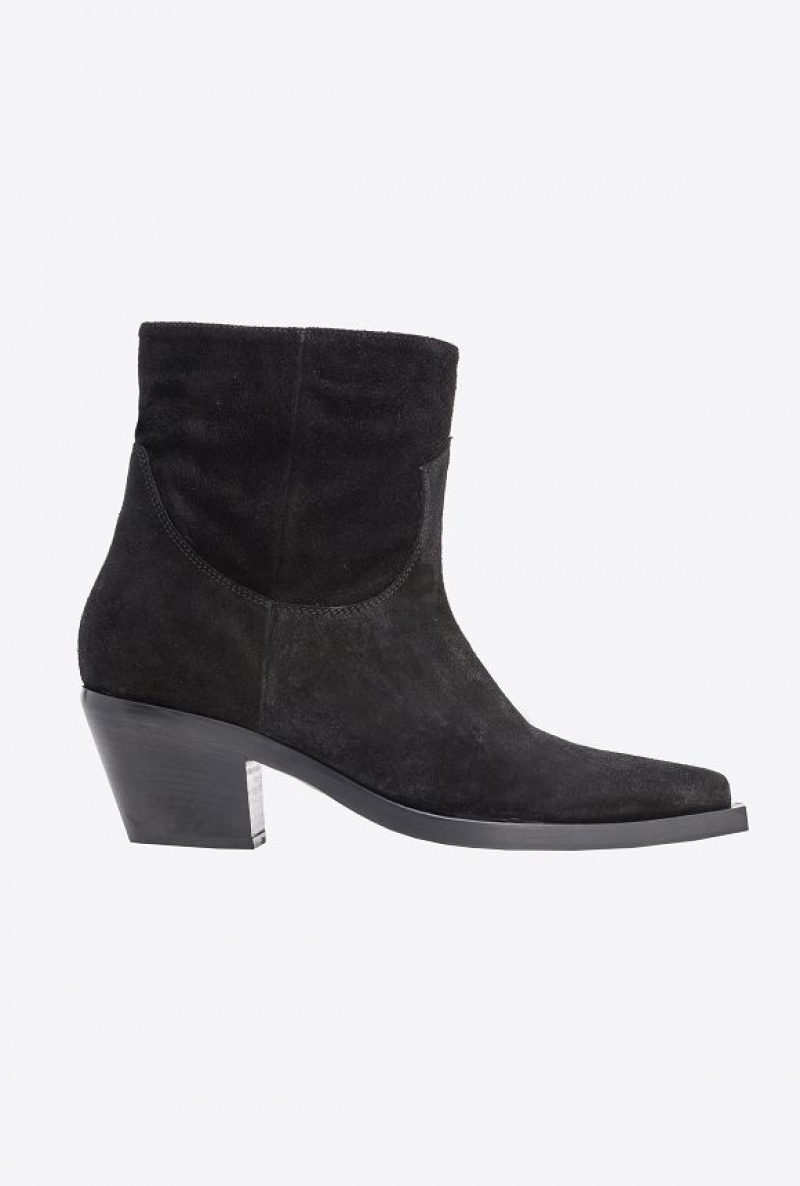 Pinko Semišové Cowboy Ankle Boots Černé | SN-PKO34146