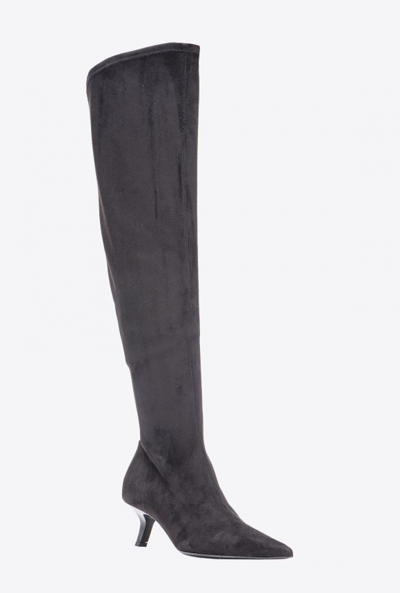 Pinko Semišové-effect Thigh-high Boots Černé | SN-PKO34140