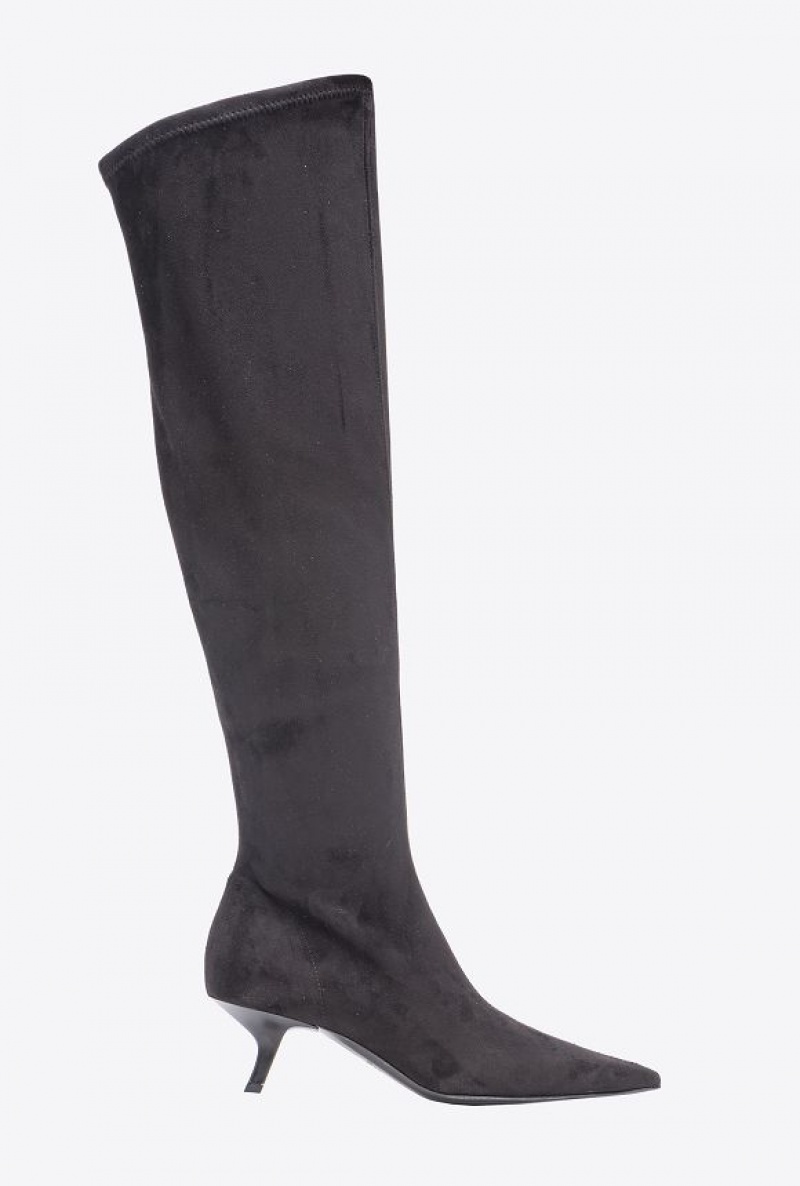 Pinko Semišové-effect Thigh-high Boots Černé | SN-PKO34140