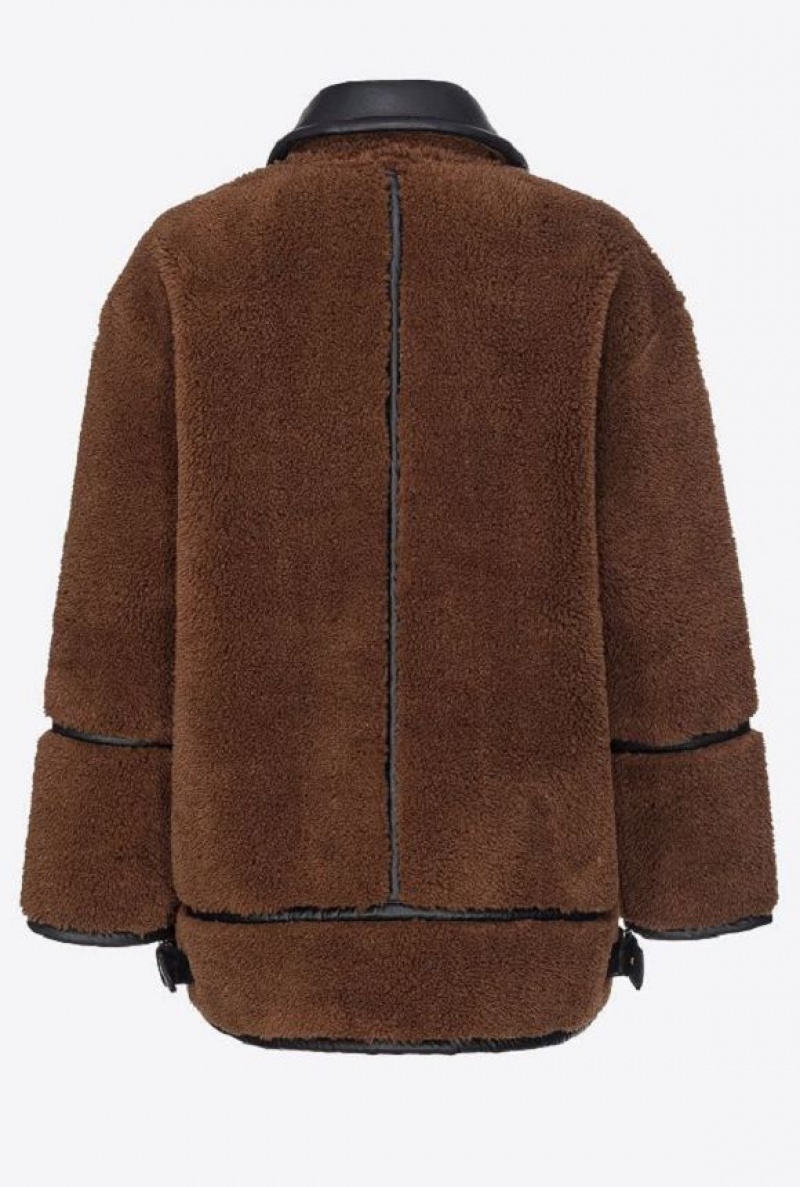 Pinko Sheepskin-effect Jacket Hnědé Černé | SN-PKO33678