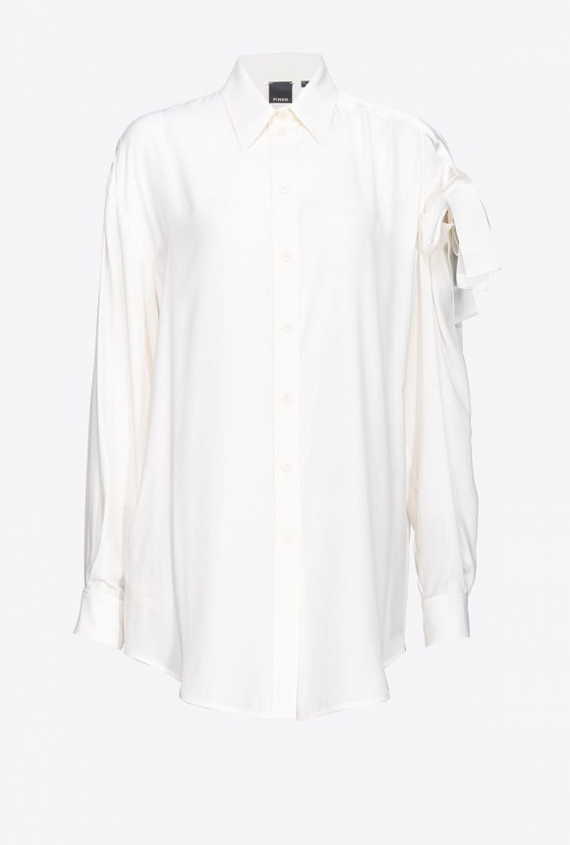 Pinko Shirt With Cut-out And Bow Světle Žluté Krém Bílé | SN-PKO33174