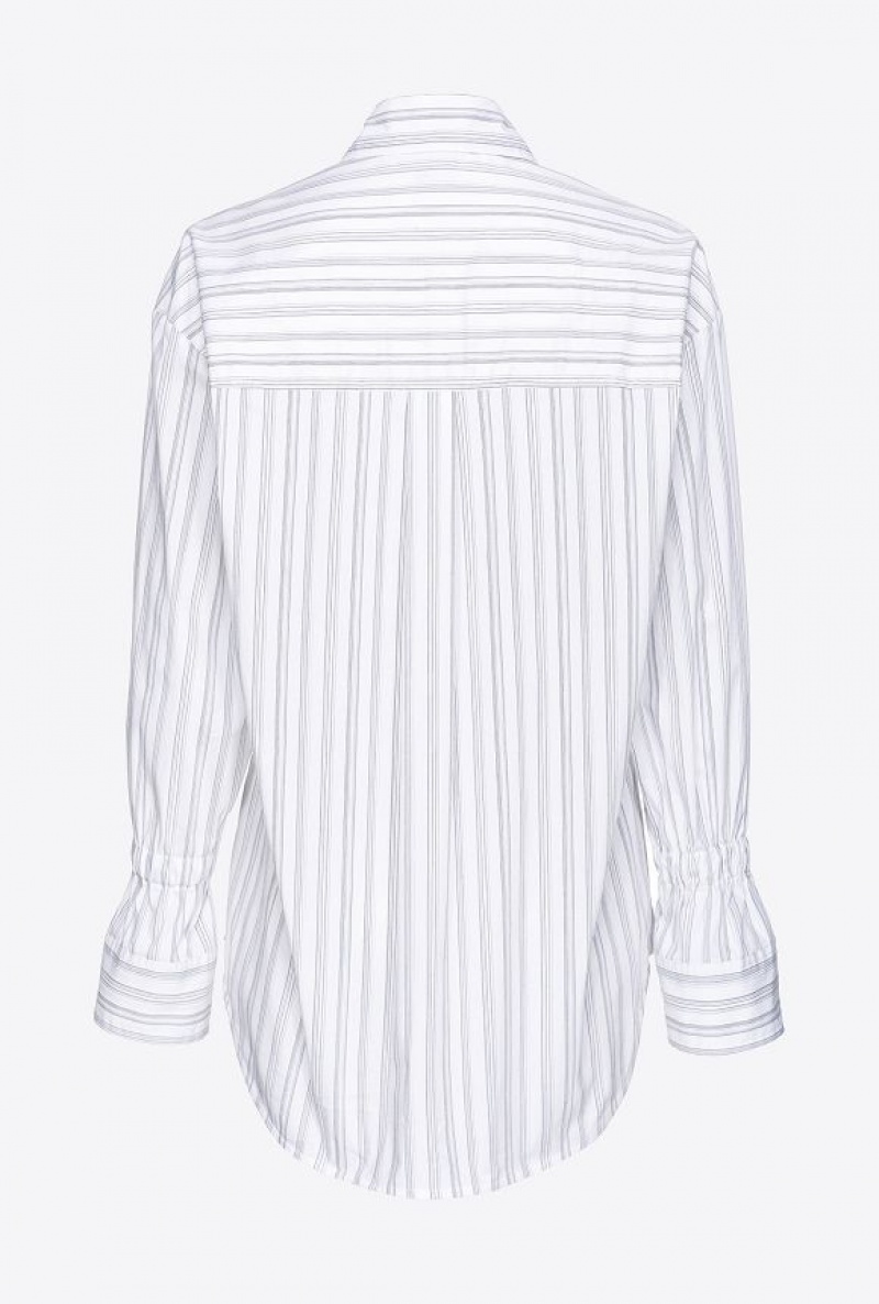 Pinko Shirt With Mismatched Stripes Bílé | SN-PKO33169