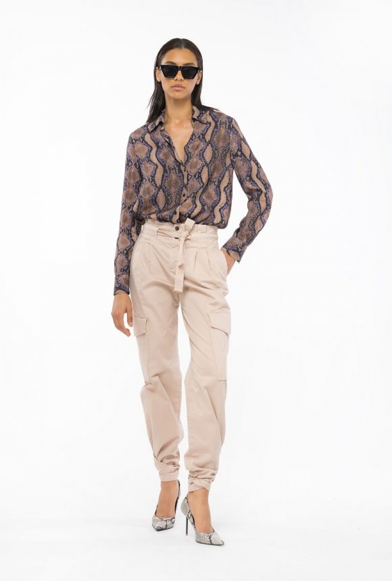 Pinko Shirt With Snake Motif Hnědé Fialové | SN-PKO33895