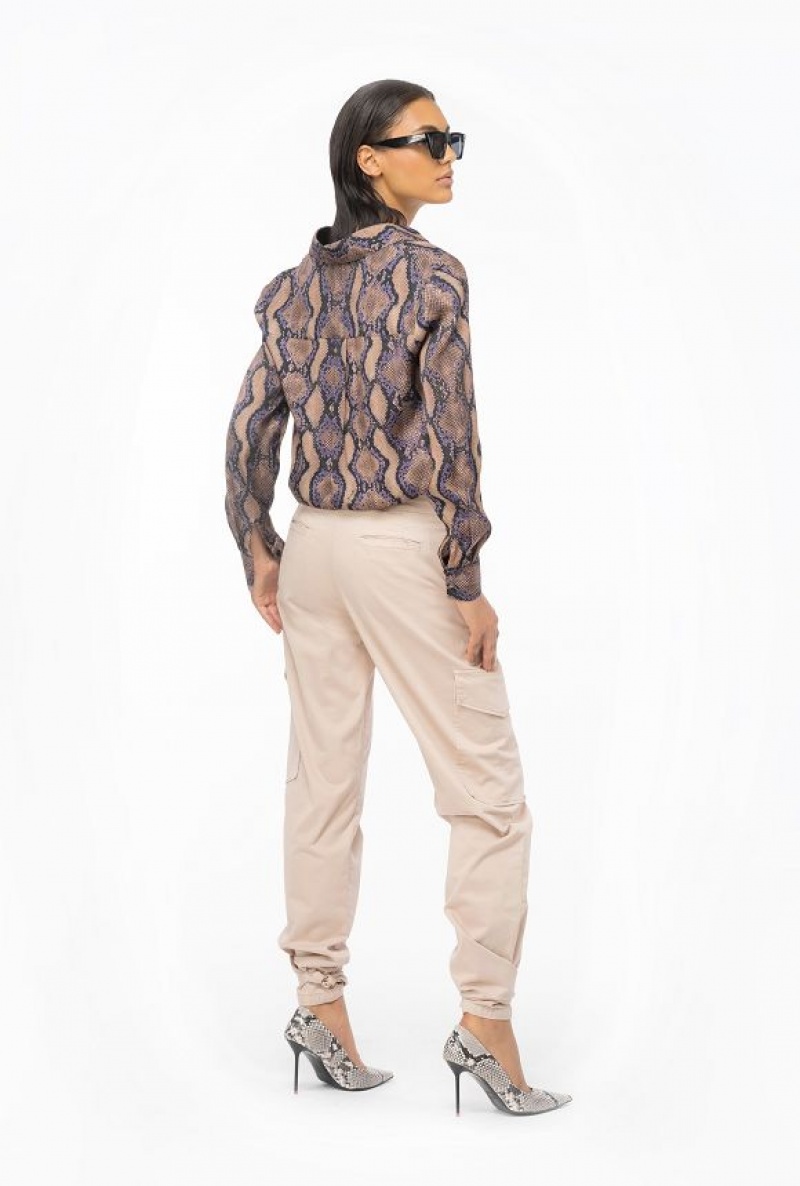 Pinko Shirt With Snake Motif Hnědé Fialové | SN-PKO33895