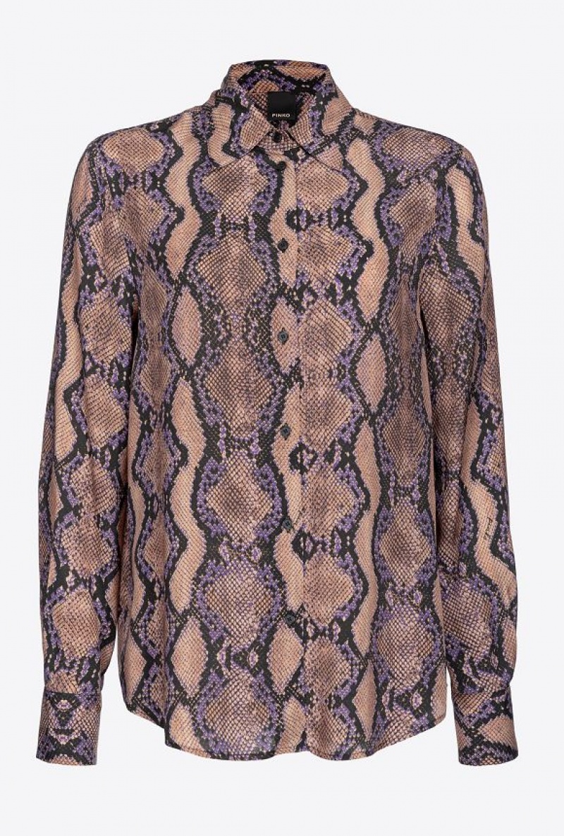 Pinko Shirt With Snake Motif Hnědé Fialové | SN-PKO33895