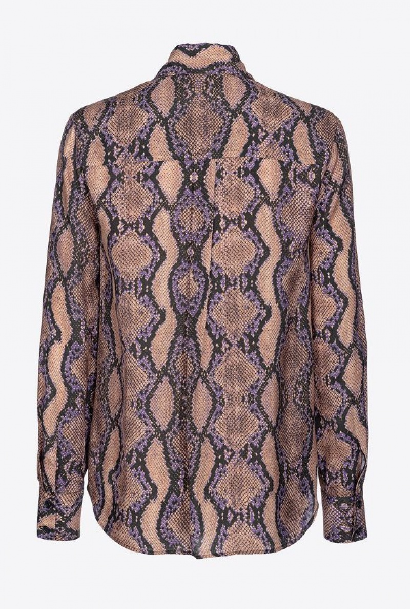 Pinko Shirt With Snake Motif Hnědé Fialové | SN-PKO33895