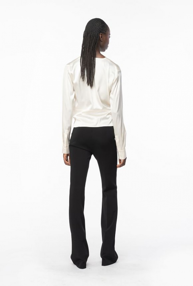 Pinko Silk Blouse With Twist Detail Bílé | SN-PKO33194