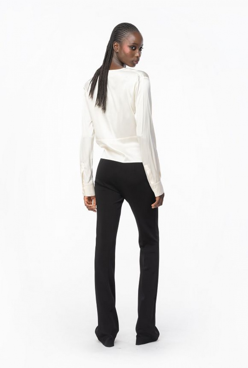 Pinko Silk Blouse With Twist Detail Bílé | SN-PKO33194