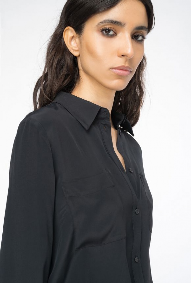 Pinko Silk Satin Shirt Černé | SN-PKO33129