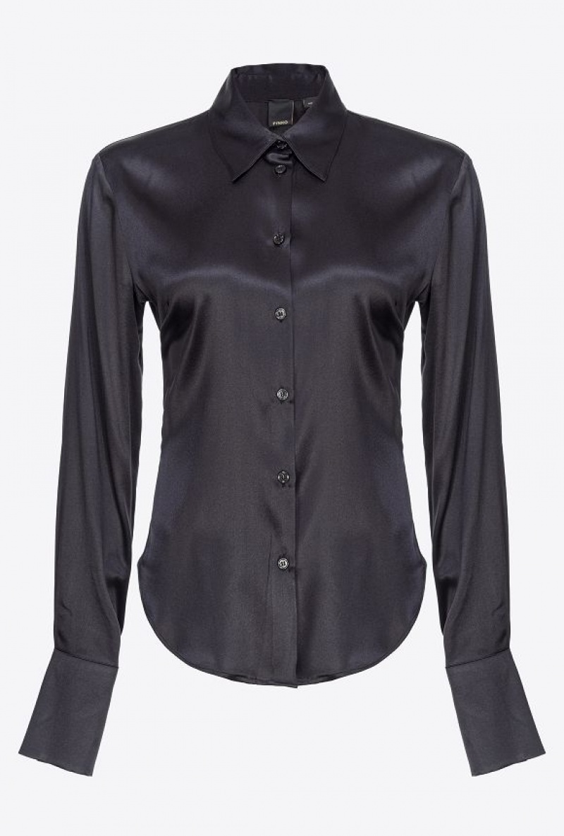 Pinko Silk Satin Shirt Černé | SN-PKO33129