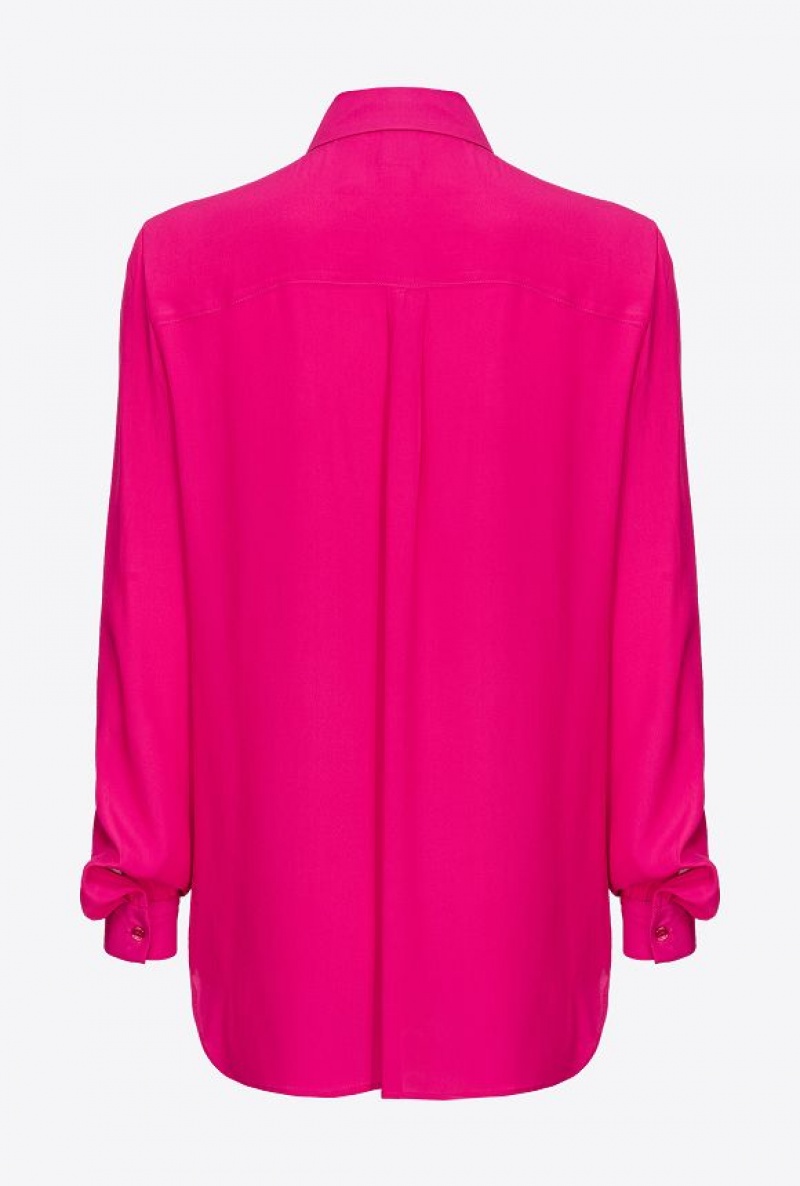 Pinko Silk-blend Shirt With Breast Pocket Růžové | SN-PKO33146