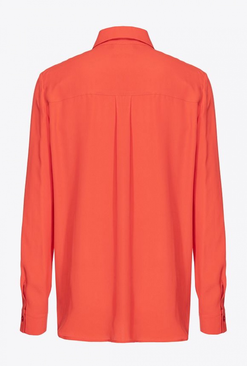 Pinko Silk-blend Shirt With Breast Pocket Oranžové | SN-PKO33241