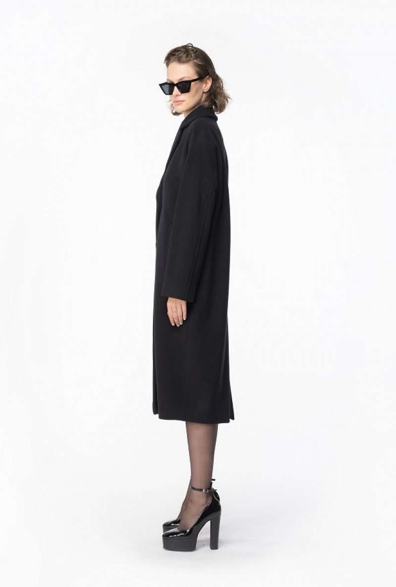 Pinko Single-breasted Cashmere-blend Coat Černé | SN-PKO33626