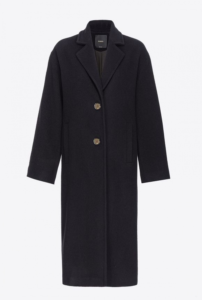 Pinko Single-breasted Cashmere-blend Coat Černé | SN-PKO33626