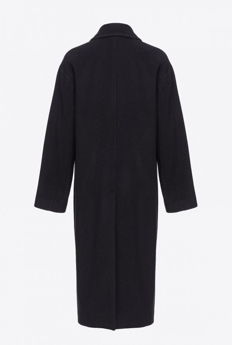 Pinko Single-breasted Cashmere-blend Coat Černé | SN-PKO33626