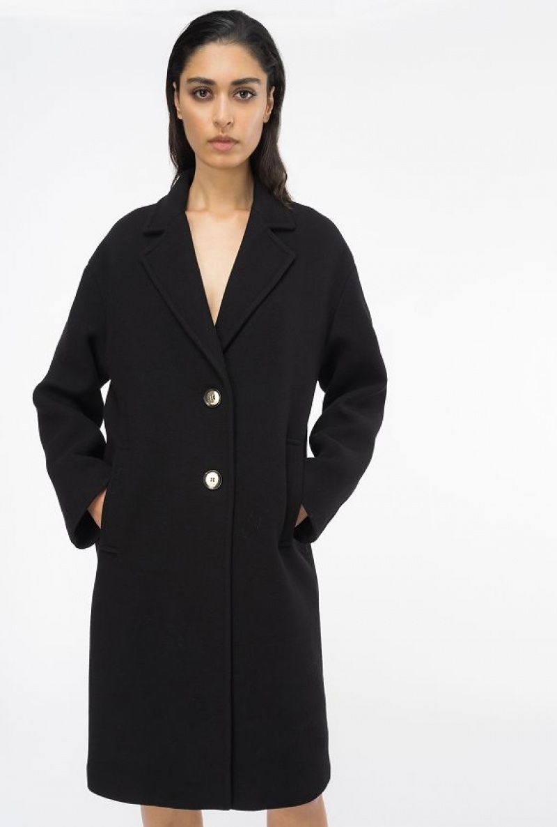 Pinko Single-breasted Cloth Coat Černé | SN-PKO33659