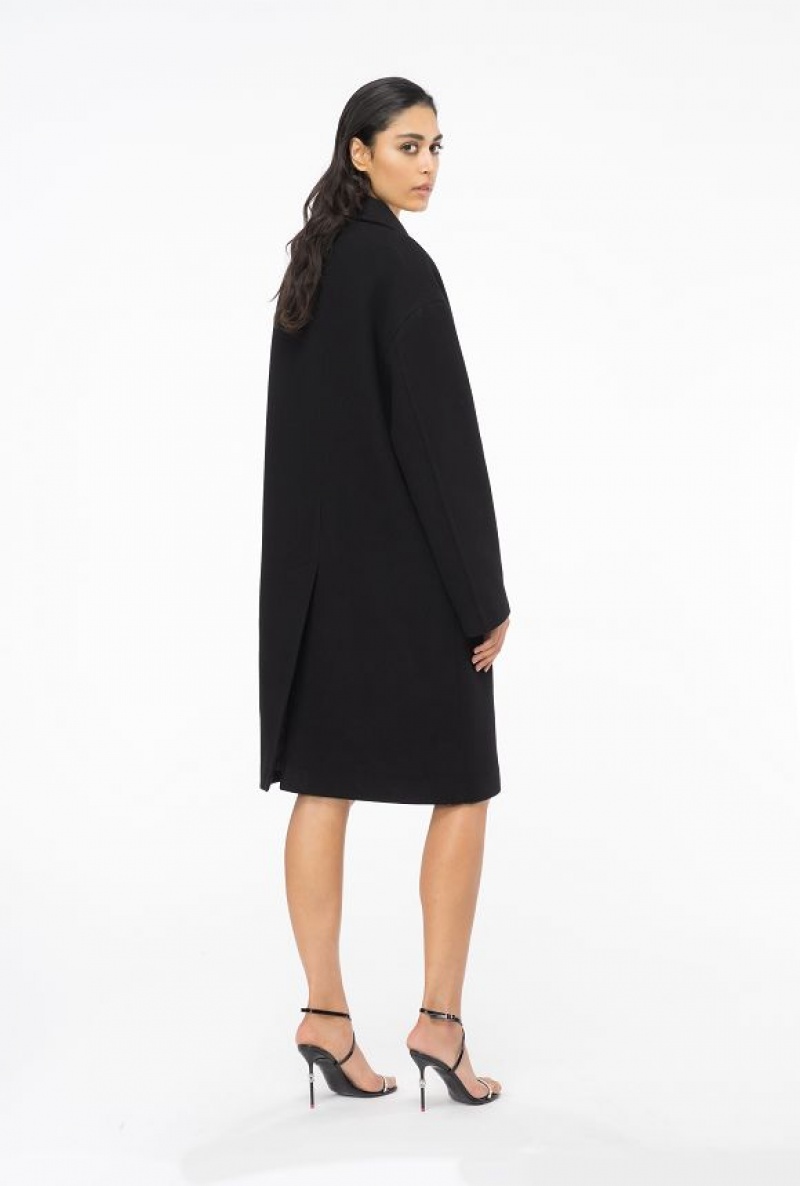 Pinko Single-breasted Cloth Coat Černé | SN-PKO33659