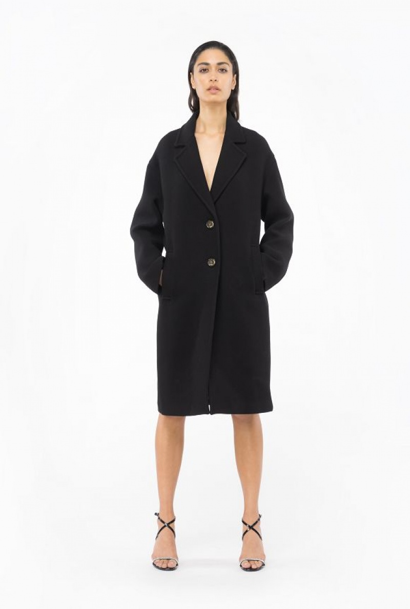 Pinko Single-breasted Cloth Coat Černé | SN-PKO33659