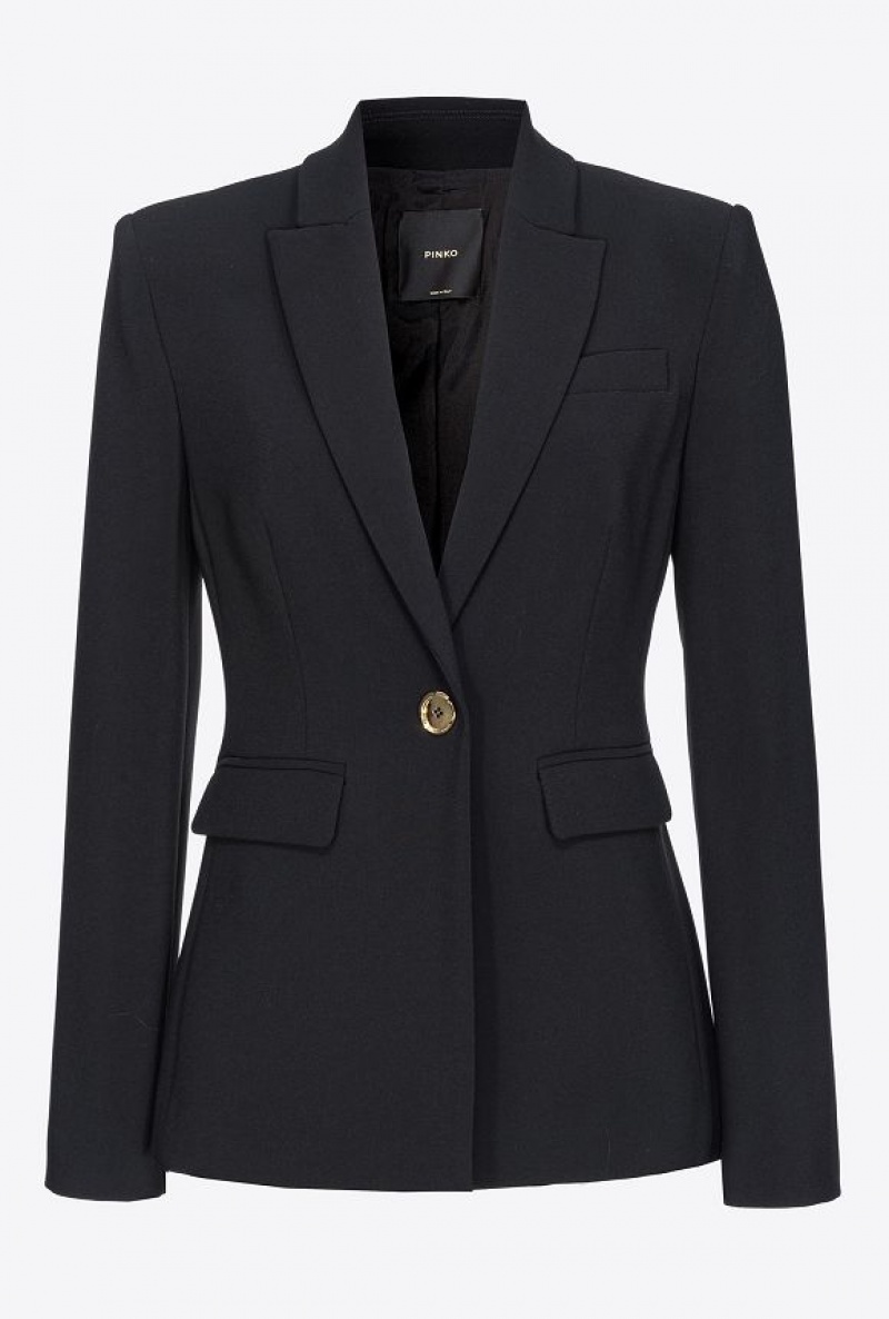 Pinko Single-breasted Stretch Blazer Černé | SN-PKO33943