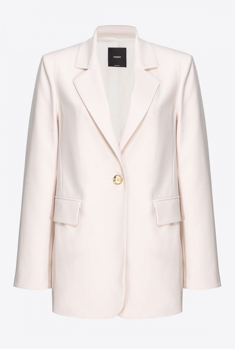 Pinko Single-breasted Stretch CrêPe Blazer Bílé | SN-PKO33891