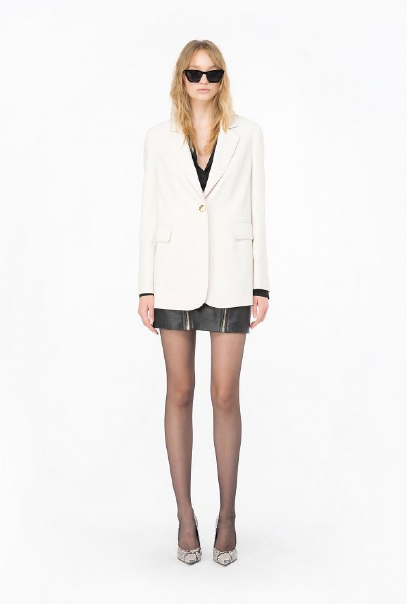 Pinko Single-breasted Stretch CrêPe Blazer Bílé | SN-PKO33891