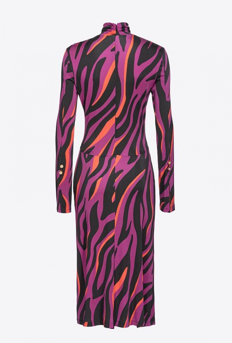 Pinko Slim-fitting Šaty With Psychedelic Zebra Print Černé Oranžové | SN-PKO33082