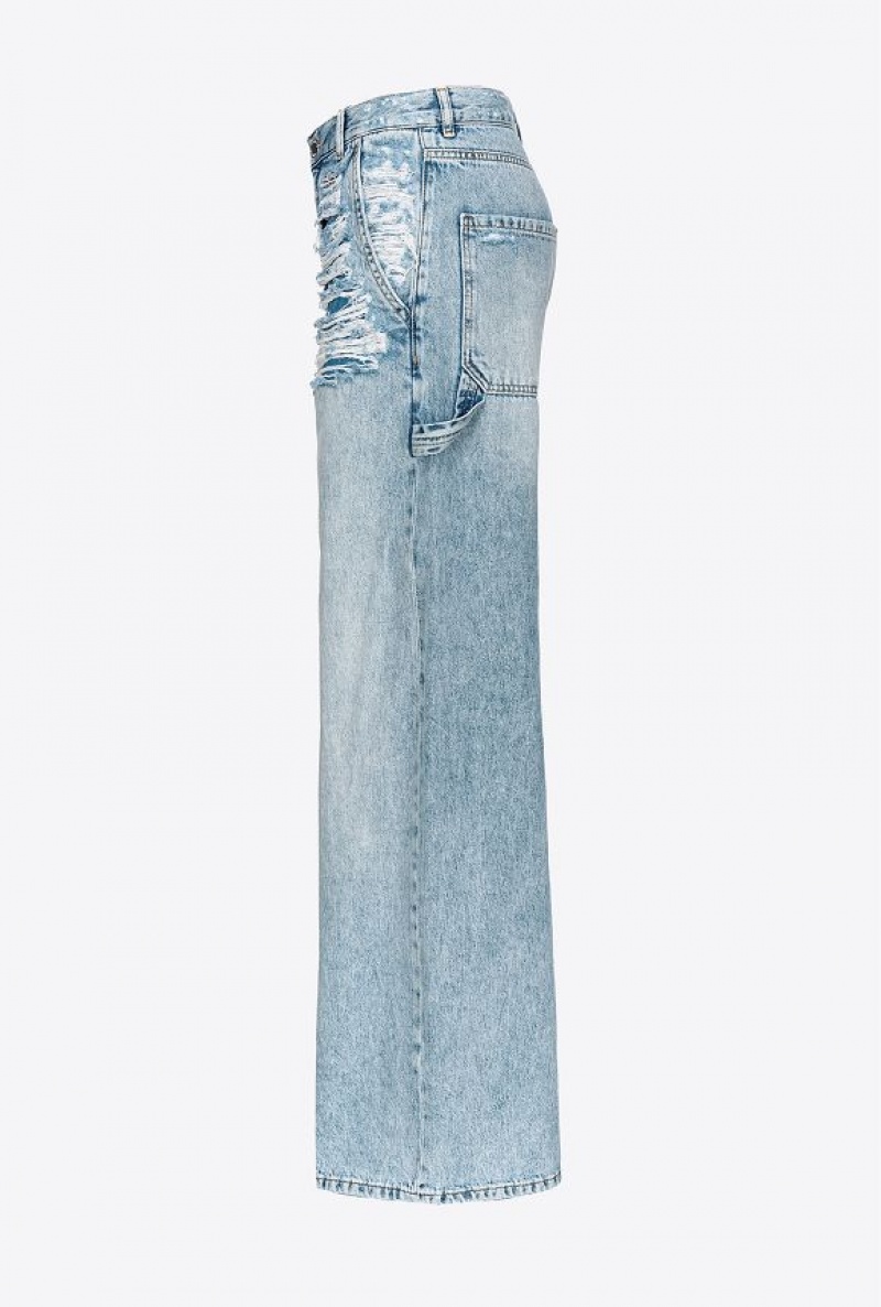 Pinko Slouchy Široké-leg Jeans With Rips Světle Blankyt Světle Modré | SN-PKO34029