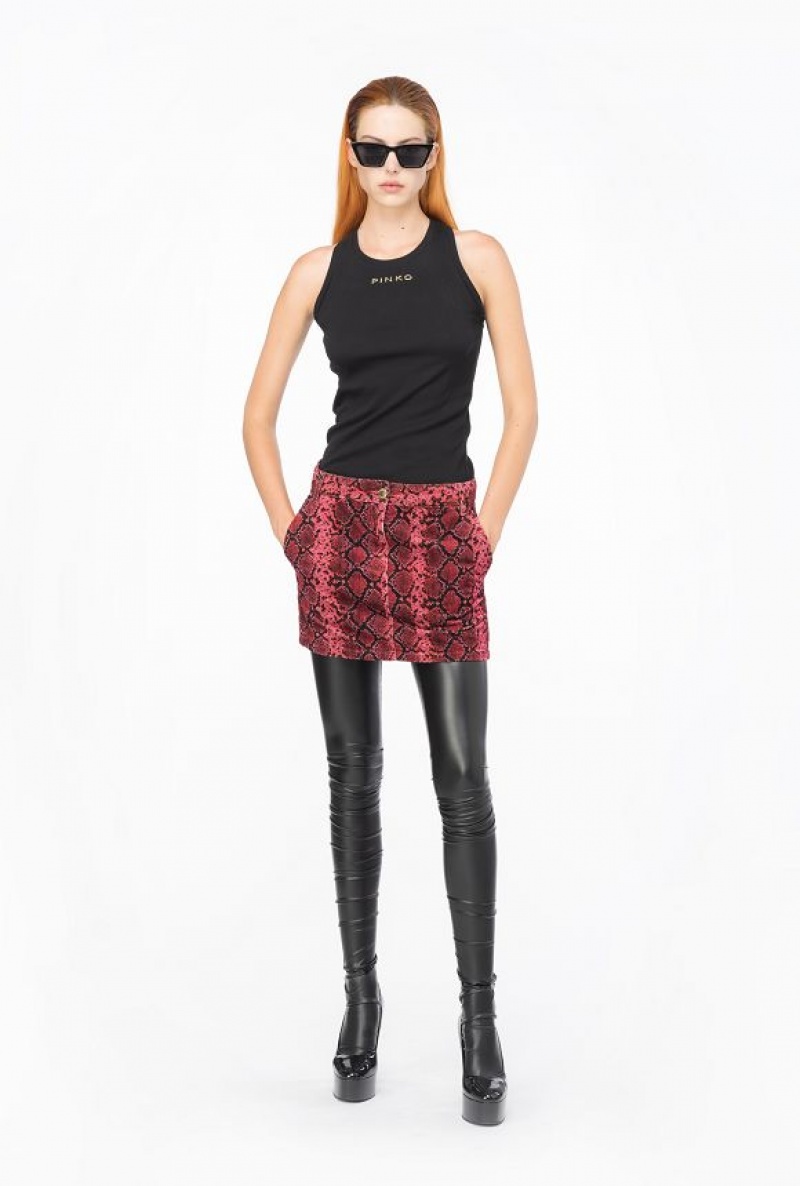 Pinko Snake-print Velvet Mini Skirt Viacfarebný Černé Fuchsie | SN-PKO34080