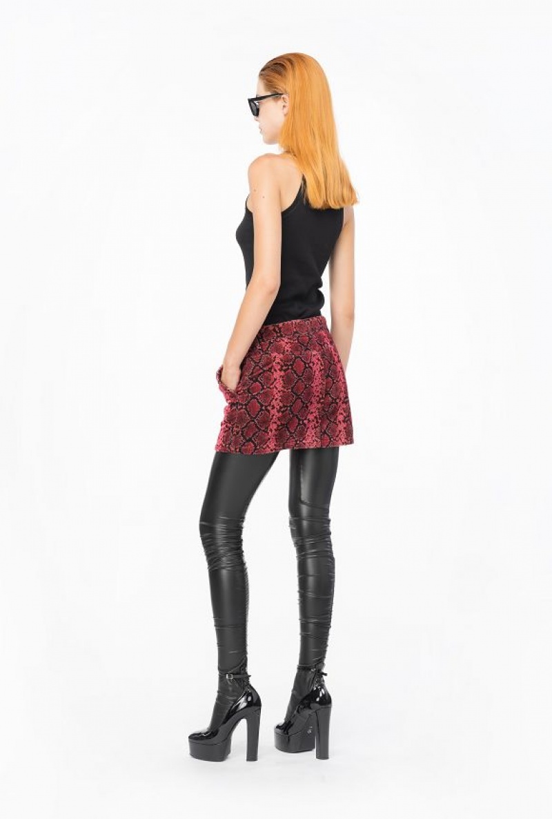 Pinko Snake-print Velvet Mini Skirt Viacfarebný Černé Fuchsie | SN-PKO34080