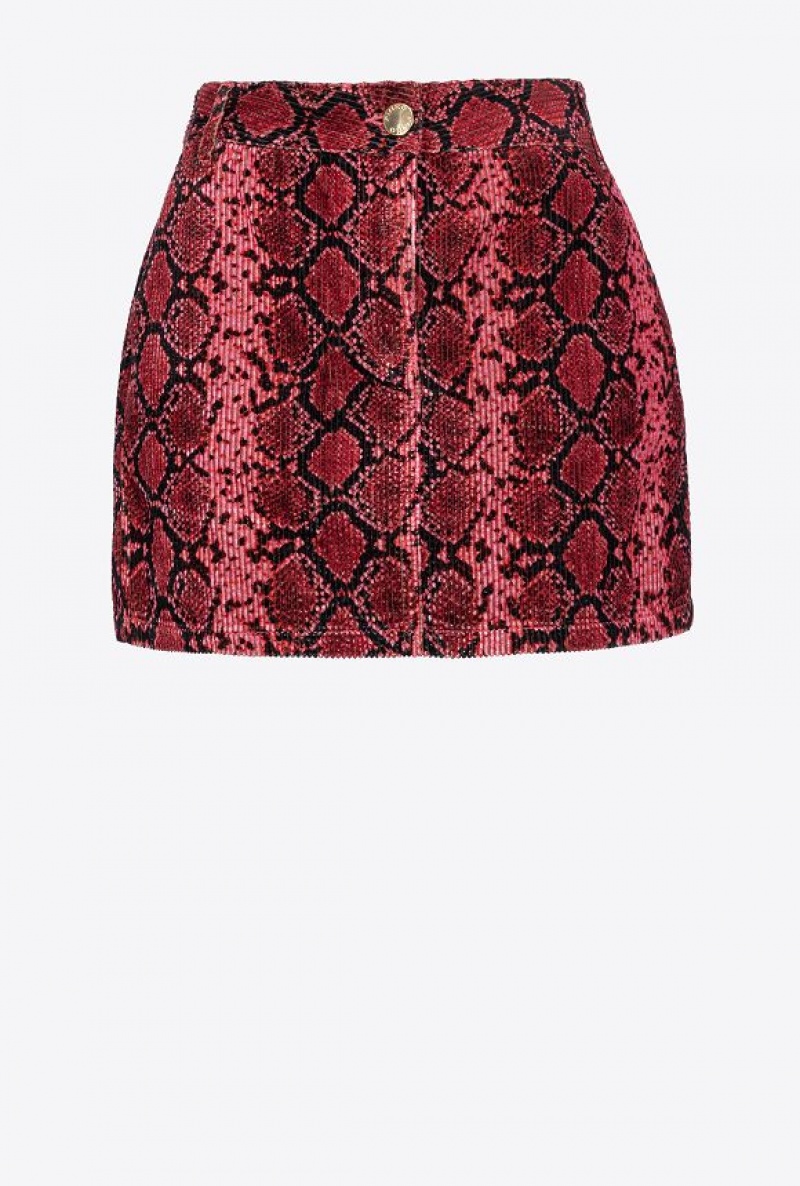 Pinko Snake-print Velvet Mini Skirt Viacfarebný Černé Fuchsie | SN-PKO34080