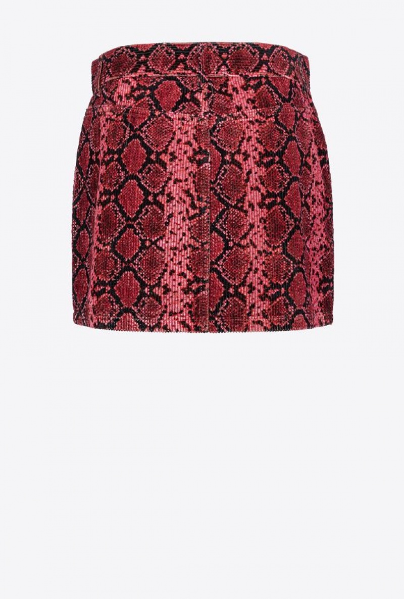 Pinko Snake-print Velvet Mini Skirt Viacfarebný Černé Fuchsie | SN-PKO34080