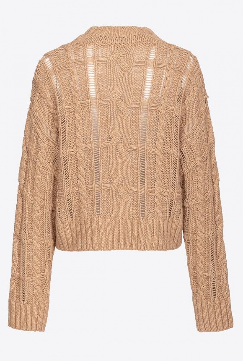 Pinko Soft Cable-knit Svetrové Béžový | SN-PKO33455