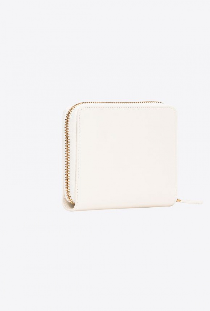 Pinko Square Læder Zip-around Purse Bílé Bílé Zlaté | SN-PKO34275