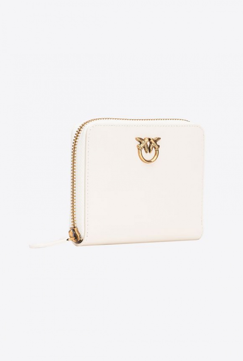 Pinko Square Læder Zip-around Purse Bílé Bílé Zlaté | SN-PKO34275