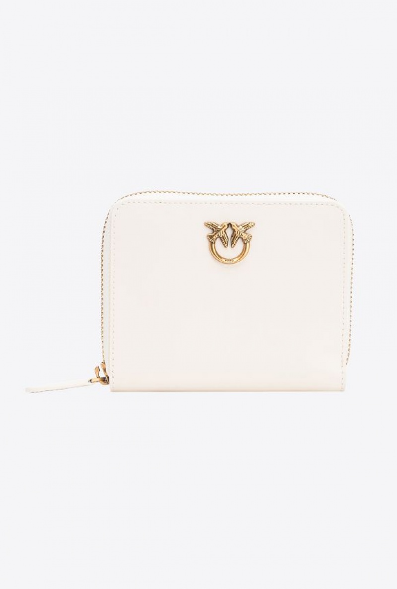 Pinko Square Læder Zip-around Purse Bílé Bílé Zlaté | SN-PKO34275