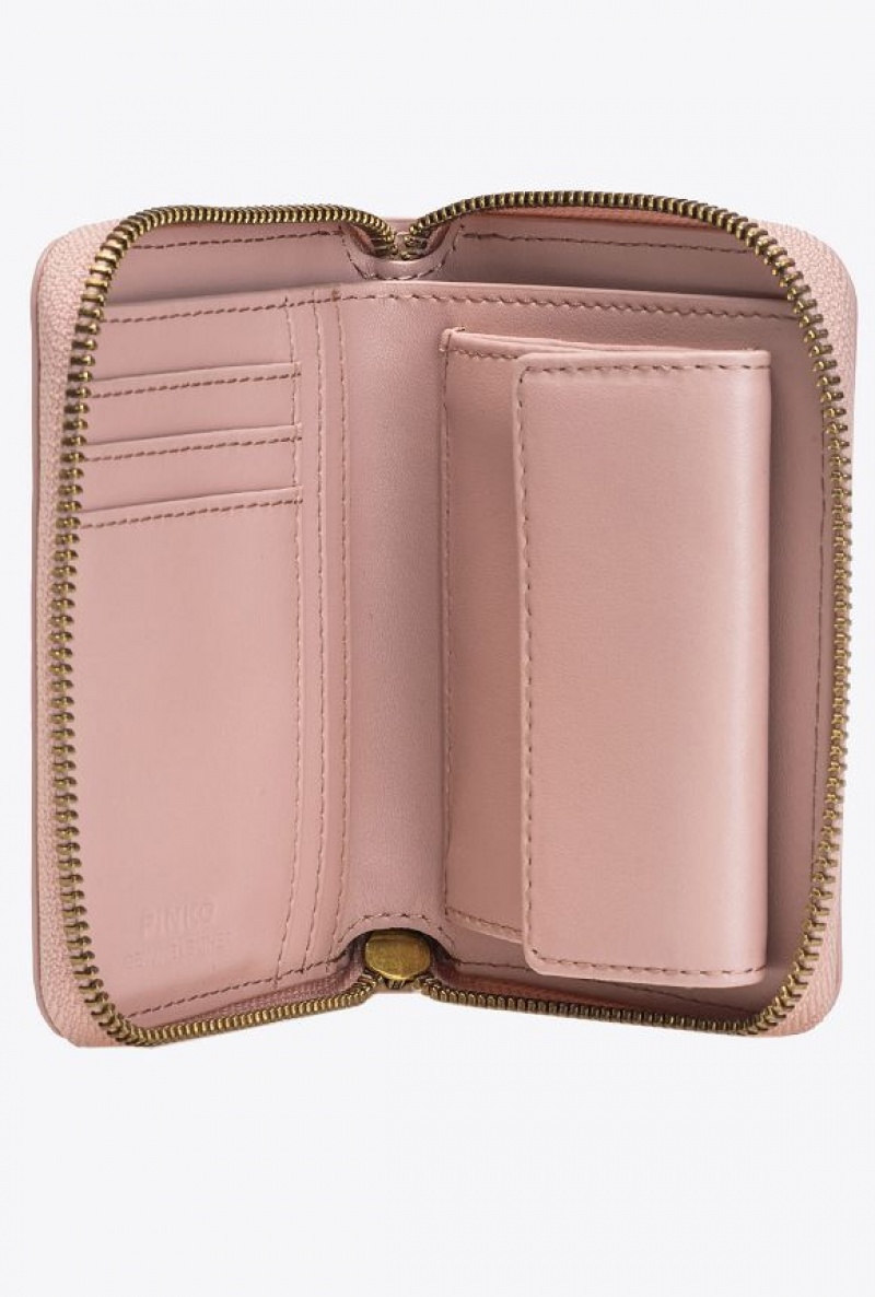 Pinko Square Læder Zip-around Purse Růžové Růžové Zlaté | SN-PKO34270