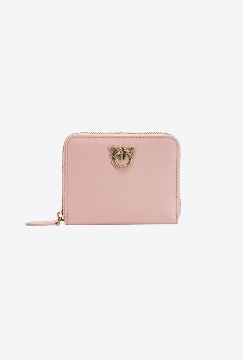 Pinko Square Læder Zip-around Purse Růžové Růžové Zlaté | SN-PKO34270