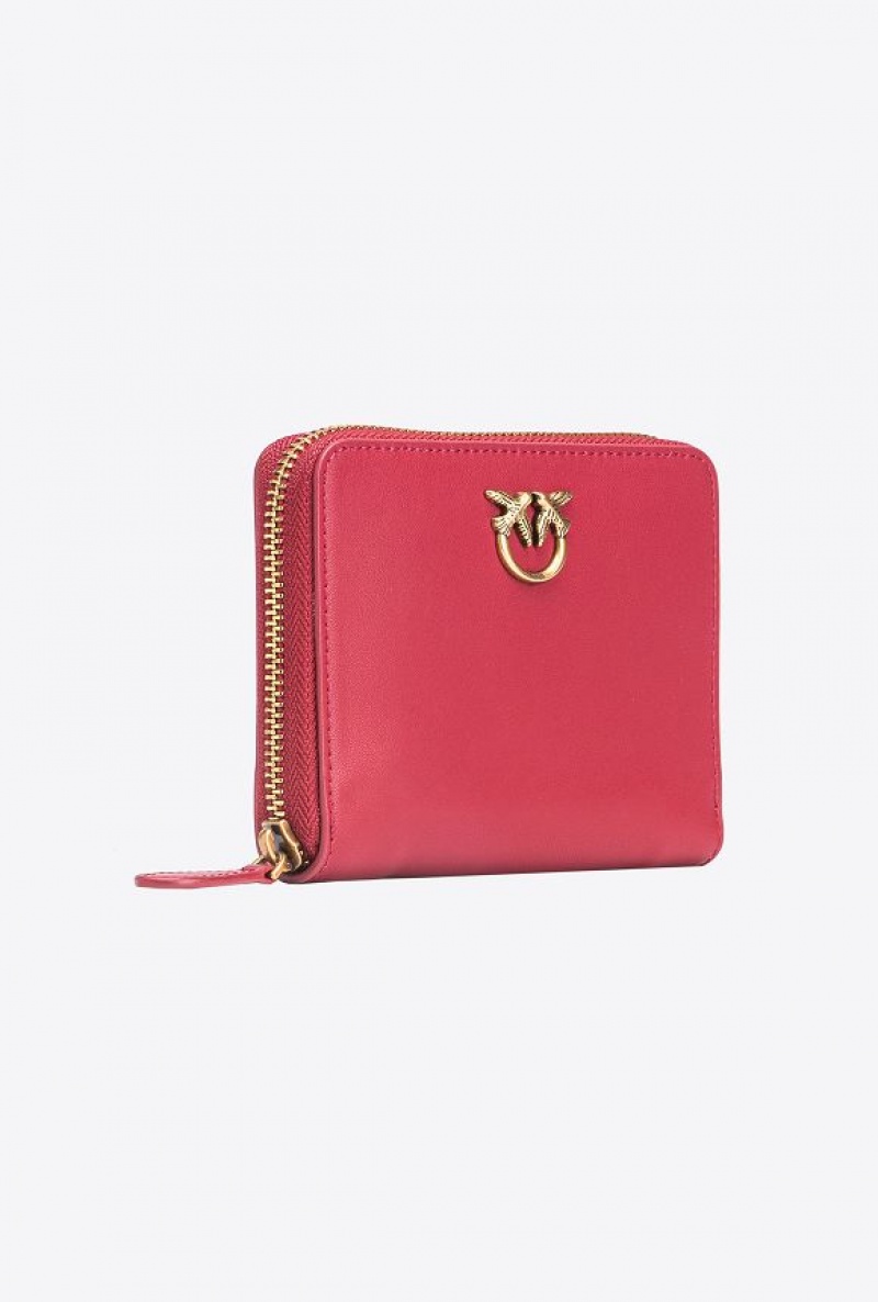 Pinko Square Læder Zip-around Purse Zlaté | SN-PKO34337