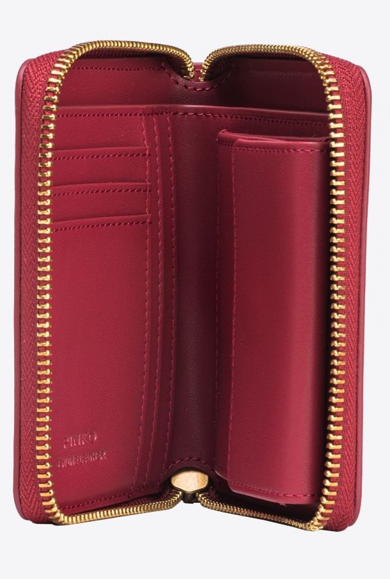 Pinko Square Læder Zip-around Purse Zlaté | SN-PKO34337